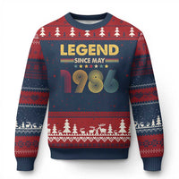 May 40th Birthday Ugly Christmas Sweater Legends Since May 1986 Retro Bday