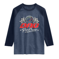 Dad Pit Crew Raglan Shirt Racing Family Matching Father's Day