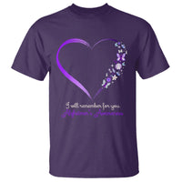 Alzheimer's And Brain Awareness T Shirt I Will Remember For You Daisy Flower Butterfly - Wonder Print Shop