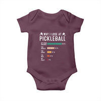 Funny Pickleball Baby Onesie Why I Lose At Pickleball Humor - Wonder Print Shop