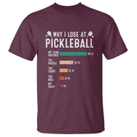 Funny Pickleball T Shirt Why I Lose At Pickleball Humor - Wonder Print Shop