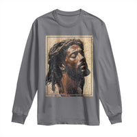 Religious Black Jesus With Crown Of Thorns Long Sleeve Shirt