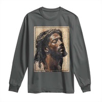 Religious Black Jesus With Crown Of Thorns Long Sleeve Shirt
