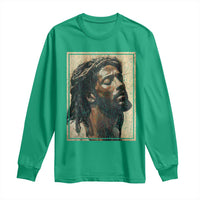 Religious Black Jesus With Crown Of Thorns Long Sleeve Shirt