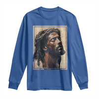 Religious Black Jesus With Crown Of Thorns Long Sleeve Shirt