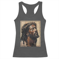 Religious Black Jesus With Crown Of Thorns Racerback Tank Top