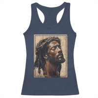 Religious Black Jesus With Crown Of Thorns Racerback Tank Top