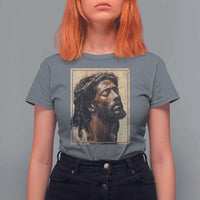 Religious Black Jesus With Crown Of Thorns T Shirt For Women