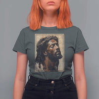 Religious Black Jesus With Crown Of Thorns T Shirt For Women