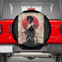 Funny African America Samurai Spare Tire Cover Japanese Art Black Warrior Fighter