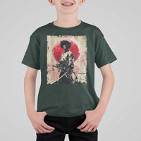 Funny African America Samurai T Shirt For Kid Japanese Art Black Warrior Fighter