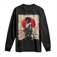 Funny African America Samurai Long Sleeve Shirt Japanese Art Black Warrior Fighter