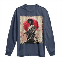 Funny African America Samurai Long Sleeve Shirt Japanese Art Black Warrior Fighter