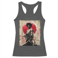Funny African America Samurai Racerback Tank Top Japanese Art Black Warrior Fighter