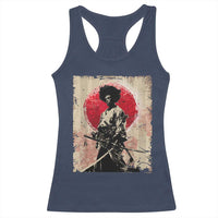 Funny African America Samurai Racerback Tank Top Japanese Art Black Warrior Fighter