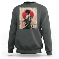 Funny African America Samurai Sweatshirt Japanese Art Black Warrior Fighter