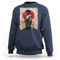 Funny African America Samurai Sweatshirt Japanese Art Black Warrior Fighter