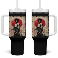 Funny African America Samurai Tumbler With Handle Japanese Art Black Warrior Fighter