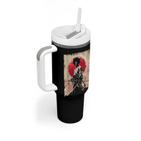 Funny African America Samurai Tumbler With Handle Japanese Art Black Warrior Fighter