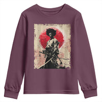 Funny African America Samurai Youth Sweatshirt Japanese Art Black Warrior Fighter
