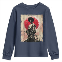 Funny African America Samurai Youth Sweatshirt Japanese Art Black Warrior Fighter