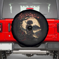 Funny African America Samurai Spare Tire Cover Japanese Art Black Warrior Sakura