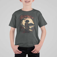 Funny African America Samurai T Shirt For Kid Japanese Art Black Warrior Sakura