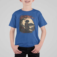 Funny African America Samurai T Shirt For Kid Japanese Art Black Warrior Sakura