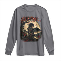 Funny African America Samurai Long Sleeve Shirt Japanese Art Black Warrior Sakura