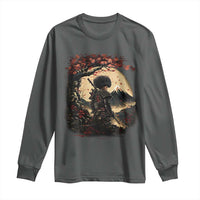 Funny African America Samurai Long Sleeve Shirt Japanese Art Black Warrior Sakura