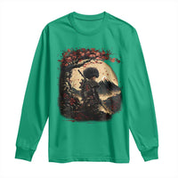Funny African America Samurai Long Sleeve Shirt Japanese Art Black Warrior Sakura