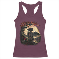 Funny African America Samurai Racerback Tank Top Japanese Art Black Warrior Sakura