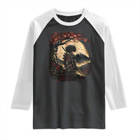 Funny African America Samurai Raglan Shirt Japanese Art Black Warrior Sakura