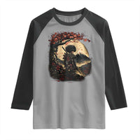 Funny African America Samurai Raglan Shirt Japanese Art Black Warrior Sakura