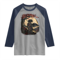 Funny African America Samurai Raglan Shirt Japanese Art Black Warrior Sakura