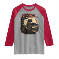 Funny African America Samurai Raglan Shirt Japanese Art Black Warrior Sakura