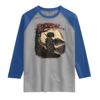 Funny African America Samurai Raglan Shirt Japanese Art Black Warrior Sakura