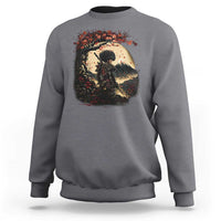 Funny African America Samurai Sweatshirt Japanese Art Black Warrior Sakura