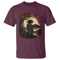Funny African America Samurai T Shirt Japanese Art Black Warrior Sakura