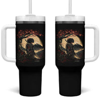 Funny African American Samurai Tumbler With Handle Japanese Art Black Warrior Sakura