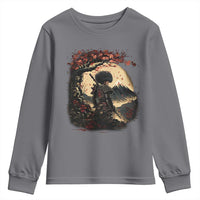 Funny African America Samurai Youth Sweatshirt Japanese Art Black Warrior Sakura