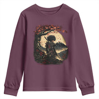 Funny African America Samurai Youth Sweatshirt Japanese Art Black Warrior Sakura