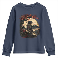 Funny African America Samurai Youth Sweatshirt Japanese Art Black Warrior Sakura