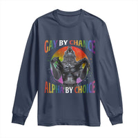 Funny Gay By Chance Alpha By Choice Long Sleeve Shirt Wolf Alpha LGBTQ - Wonder Print Shop