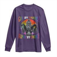 Funny Gay By Chance Alpha By Choice Long Sleeve Shirt Wolf Alpha LGBTQ - Wonder Print Shop