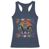 Funny Gay By Chance Alpha By Choice Racerback Tank Top Wolf Alpha LGBTQ - Wonder Print Shop