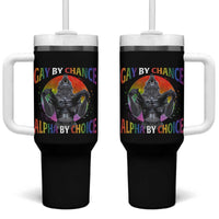 Funny Gay By Chance Alpha By Choice Tumbler With Handle Wolf Alpha LGBTQ - Wonder Print Shop