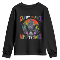 Funny Gay By Chance Alpha By Choice Youth Sweatshirt Wolf Alpha LGBTQ - Wonder Print Shop
