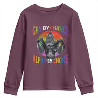 Funny Gay By Chance Alpha By Choice Youth Sweatshirt Wolf Alpha LGBTQ - Wonder Print Shop