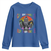 Funny Gay By Chance Alpha By Choice Youth Sweatshirt Wolf Alpha LGBTQ - Wonder Print Shop